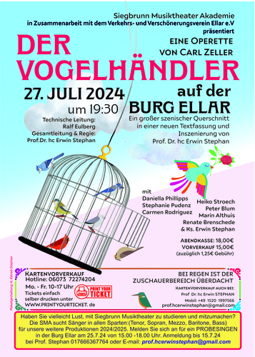 Open Air  Veranstaltung  Der Vogelhändler  Operettte  von Carl Zeller  